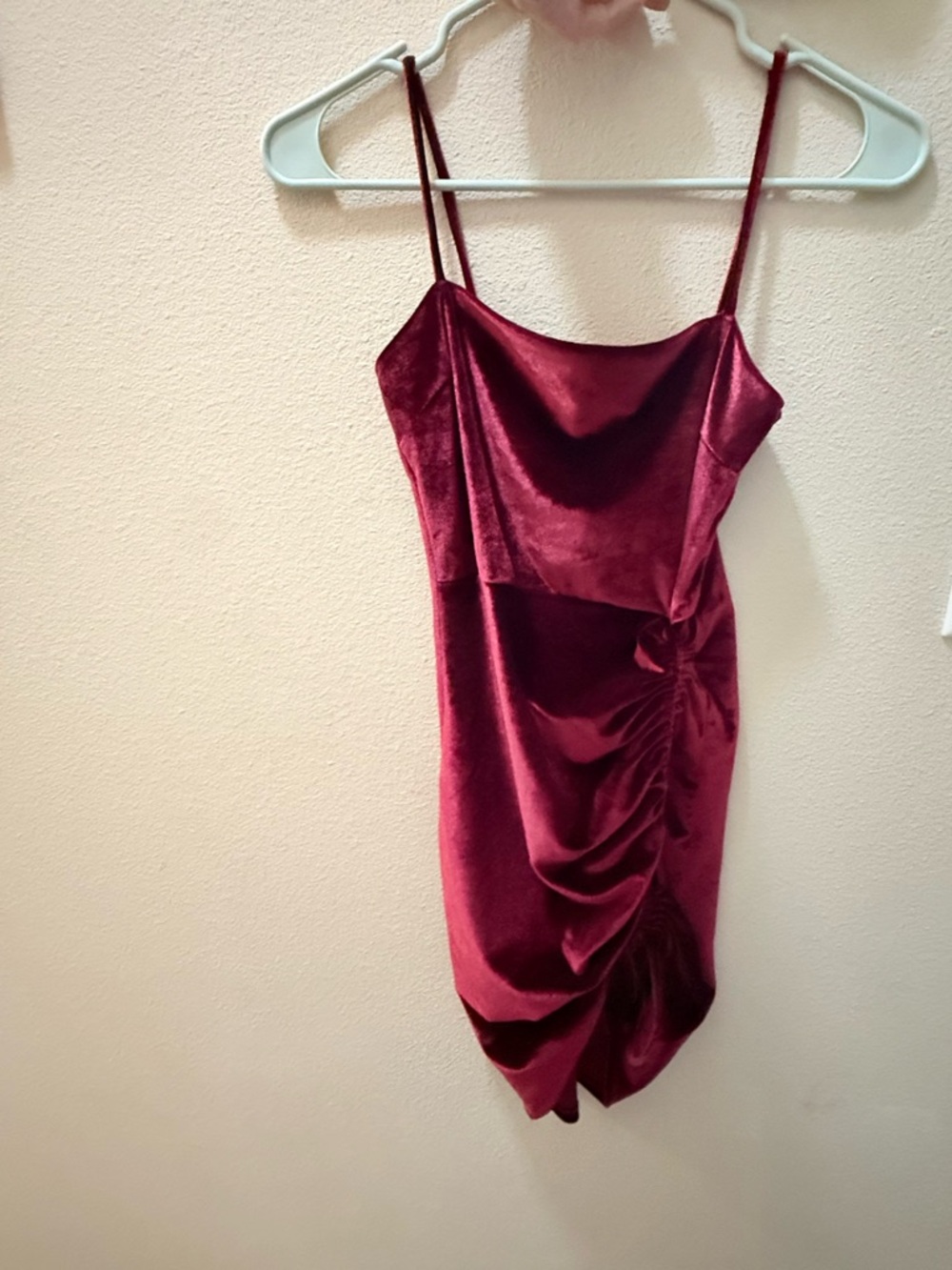 Windsor Women’s Velvet Ruched Slip Dress - Deep Wine